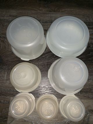 RUBBERMAID 7 Vtg Round Container Nesting Servin Saver Bowls 1/2,  1,  2,  3 Cup 3