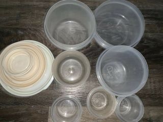 RUBBERMAID 7 Vtg Round Container Nesting Servin Saver Bowls 1/2,  1,  2,  3 Cup 4