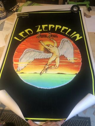 Led Zeppelin Swan Song Black Light Poster Vintage Never Hung.