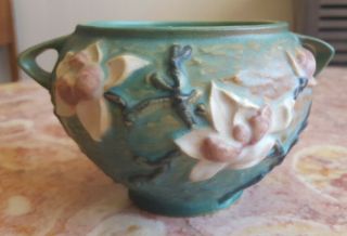 Vintage Roseville Pottery 665 - 4 " Green Magnolia Jardiniere 1943