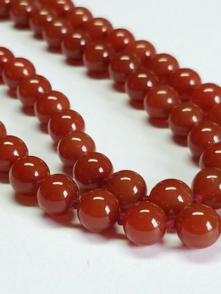 Vintage Hand Knotted Carnelian Beaded Bead Necklace