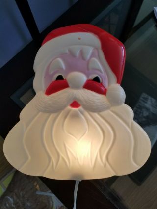Vtg 1990 Christmas Noma Double Sided Santa Face Blow Mold Window Light