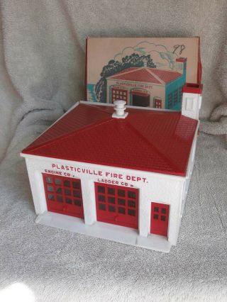 Vintage Plasticville Fire House Kit Fh - 4 W/ Box O Scale 1950 