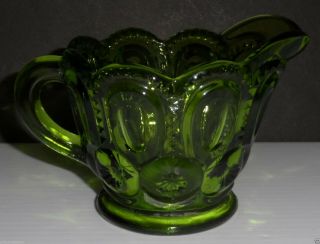 Vintage L.  E.  Smith Green Moon and Stars Creamer Pitcher 3