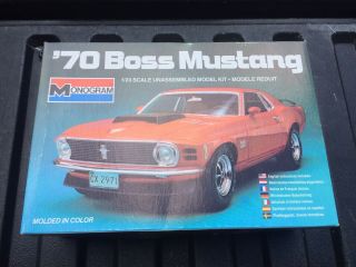 Vintage Monogram 1970 Boss Mustang 1/24 Scale Model Kit Complete In Open Box