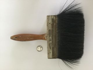 Antique Large Paint Brush Whitewash 6” Heavy Long Black Bristle Vintage Huge Big