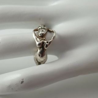 Vintage Abstract Erotica Nude Naked Woman Sterling Silver Size 8.  5 Ring Wt 9.  9 G