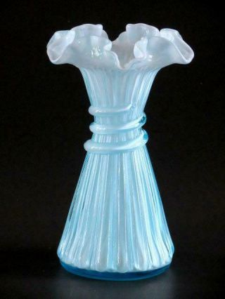 Vintage Powder Blue Overlay Wheat Vase 1961 - 1962 Prelogo