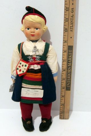 Norway Boy Doll - Vintage - Bisque Head Detailed Clothing