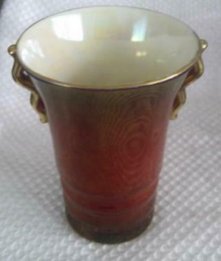 Vtg Carlton Ware Rouge Royale Red Lustre Art Deco 2 Handle Vase Gilded