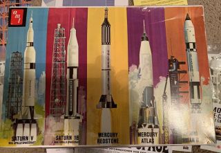 Amt Saturn V Rocket And Apollo Spacecraft 5 Rocket Kits S953500 Vintage 1960
