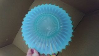 Vintage Blue Flower Shaped Carnival Glass Plates