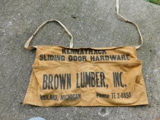 Vintage Midland Michigan Brown Lumber Co.  Kennatrack Door Nail Apron