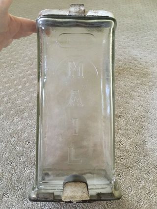 Vintage Glass Visible Mailbox,  12 " X 5 " Wide X 3.  25 ",  Metal Top And Bottom