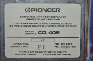 Pioneer CD - 405 Switching Unit for Car CD Stereo w/ Pre Amp Vintage NOS Part 2