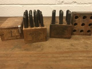 Vtg Young’s Bros.  Steel Stamp Die Set Letters/numbers Wood Box Iowa