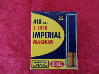 Vintage C - I - L Imperial 410 Ga.  3 Inch Magnum Shot Shells Box – Box Only
