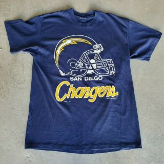 Vtg San Diego Chargers 1990 T Shirt Sz.  Medium - Logo 7 - Single Stitch - 90s