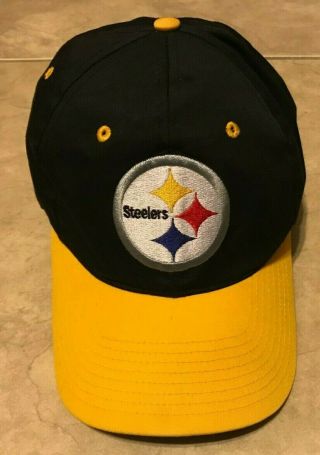 Vintage Pittsburgh Steelers Twins Enterprise Black Gold Hat Cap 1 Size Snapback