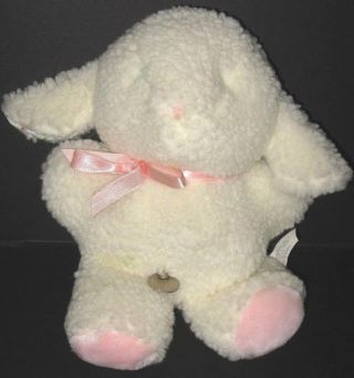 Vtg Eden Musical Lamb Wind Up White Pink Sherpa Mary Had A Little Lamb Baby Toy