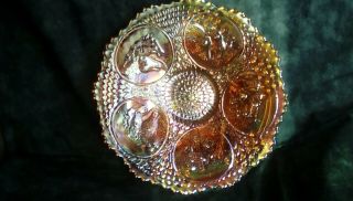 Vintage Carnival Glass Plate With Horse Medallion Pattern