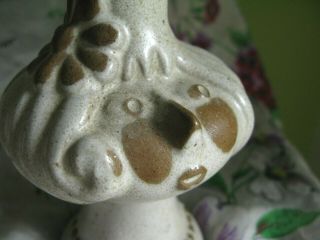 Vintage SPECKLED Stoneware POTTERY Woman FACE Vase GIRL Flower in Hair NECKLACE 2