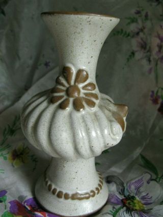 Vintage SPECKLED Stoneware POTTERY Woman FACE Vase GIRL Flower in Hair NECKLACE 3