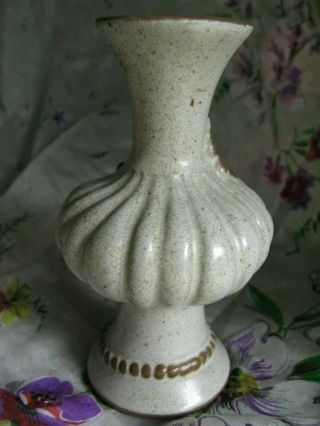 Vintage SPECKLED Stoneware POTTERY Woman FACE Vase GIRL Flower in Hair NECKLACE 4