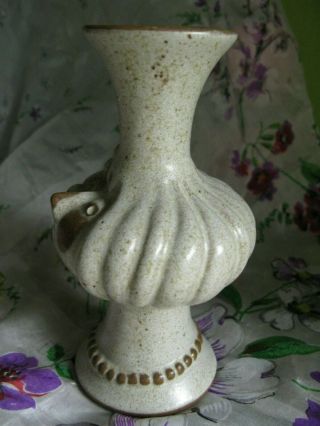 Vintage SPECKLED Stoneware POTTERY Woman FACE Vase GIRL Flower in Hair NECKLACE 5