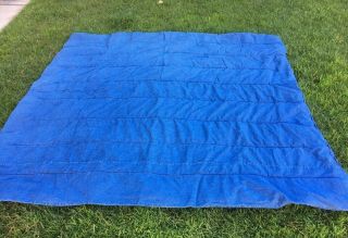 Vintage Blue Denim Jean Comforter Blanket Bedding 87 X 82