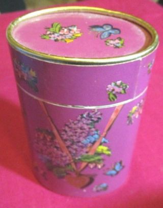 Vintage Houbigant Body Powder Floral Cover Oval Box Lilac Time 5 1/8oz
