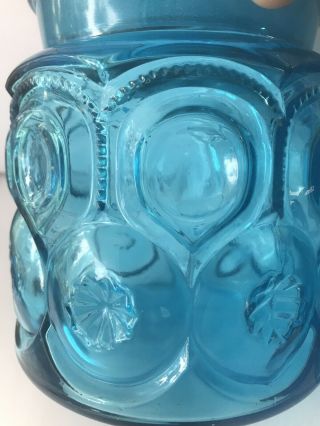 2 Vintage L.  E Smith Moon And Stars Turquoise Blue Glass Canister Jars with Lids 2