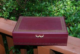 Vintage Mele Jewelry Box & Organizer/ Maroon With Gold Accents