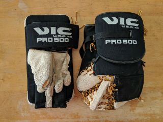 Vintage Vic Pro 500 Goalie Glove Set - Blocker,  Catcher (Catching Glove) 2