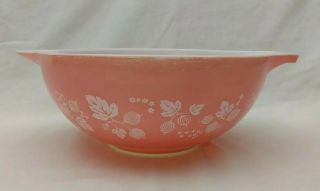 Vintage Pyrex Pink & White Gooseberry Cinderella 4 Quart Mixing Bowl 444