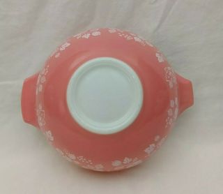 Vintage Pyrex Pink & White Gooseberry Cinderella 4 Quart Mixing Bowl 444 2