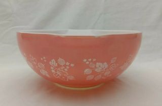 Vintage Pyrex Pink & White Gooseberry Cinderella 4 Quart Mixing Bowl 444 3