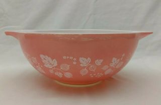 Vintage Pyrex Pink & White Gooseberry Cinderella 4 Quart Mixing Bowl 444 4