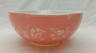 Vintage Pyrex Pink & White Gooseberry Cinderella 4 Quart Mixing Bowl 444 5