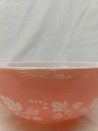 Vintage Pyrex Pink & White Gooseberry Cinderella 4 Quart Mixing Bowl 444 7