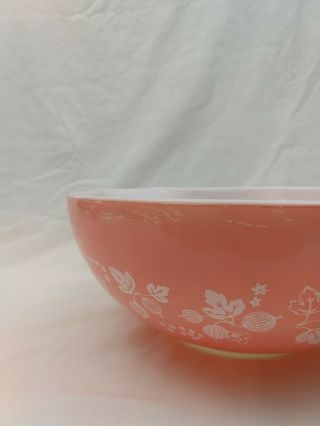 Vintage Pyrex Pink & White Gooseberry Cinderella 4 Quart Mixing Bowl 444 8