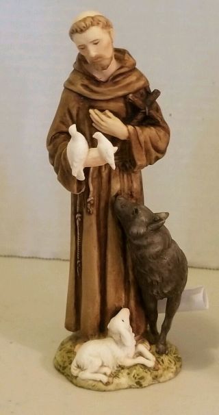 Vintage St.  Francis Of Assisi With The Animals Figurine Hand Painted Italy 6