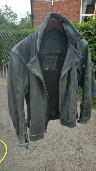 Womens Frank Thomas Club Classic Vintage Style Leather Motorcycle Jacket Size 14