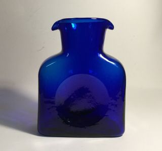 Vintage Blenko 384 Double Spout Cobalt Blue Water Bottle