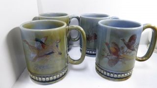 Set 4 Vintage Wade Porcelain Mugs Ducks Pheasants Ship Horses & Carriage