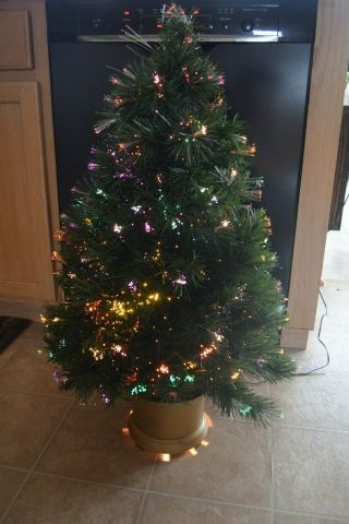 32 " Rotating Vintage Multi - Color Fiber Optic Christmas Tree W/ Base Stand
