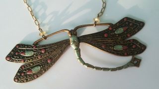 Vintage Pididdly Links Kingston Ny Dragonfly Necklace Art Nouveau