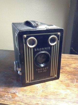 Vintage Eastman Kodak Brownie Target Six - 20 Box Camera Art Deco Black Usa