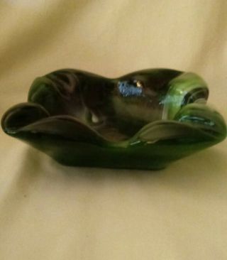 Vintage Imperial End O ' Day Green Slag Art Glass Ashtray - Stunning Heavy Piece 3