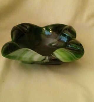Vintage Imperial End O ' Day Green Slag Art Glass Ashtray - Stunning Heavy Piece 4